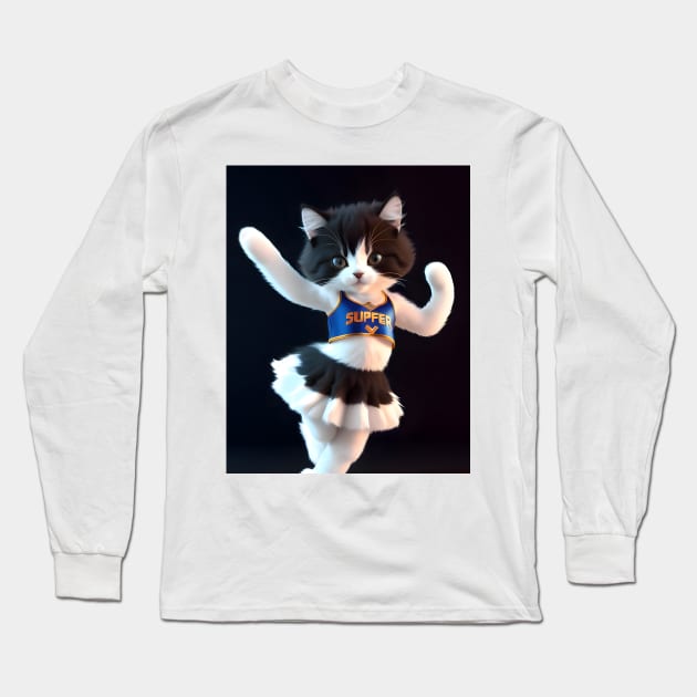 Cheerleader cat - Modern digital art Long Sleeve T-Shirt by Ai-michiart